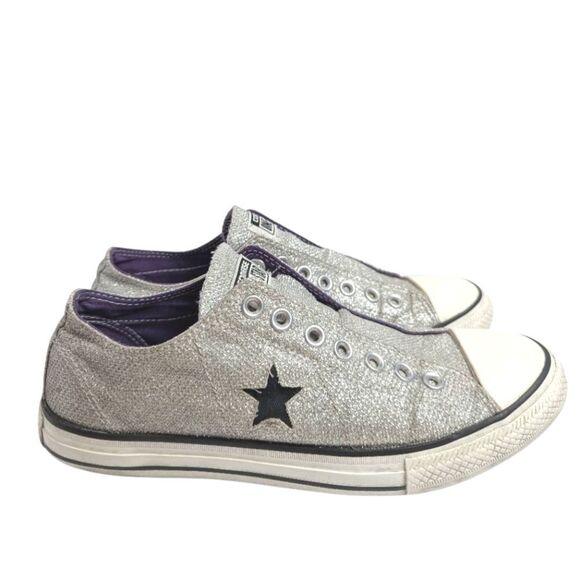 Converse Silver One Star Slip On Sneakers Womens 11 - Picture 1 of 7